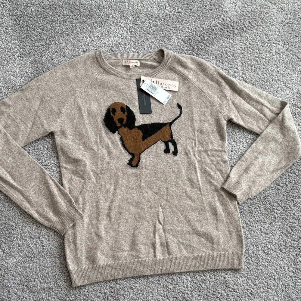 Philosophy 100% Cashmere Daschund Dog Sweater